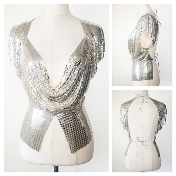 Whiting & Davis Tops - WHITING & DAVIS Silver Chainmail Metal Mesh Top OS